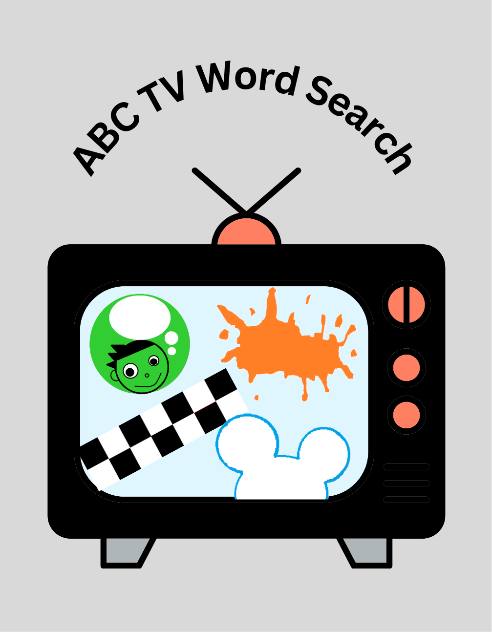 picture of book cover with a animated television with some logos of children's networks
