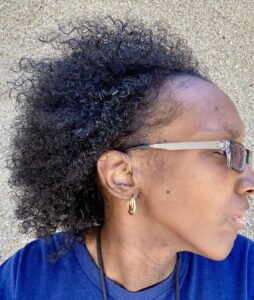 picture of blogger looking at something to her left.
